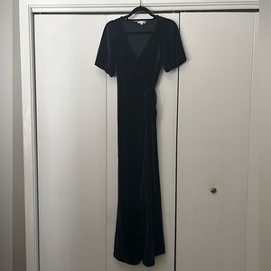 Baltic Born Velvet Wrap Dress, Navy, Long